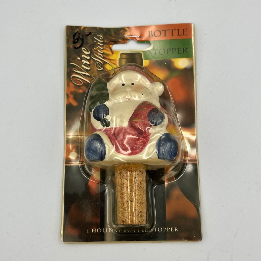 Holiday‎ Santa Claus Ceramic Bottle Stopper Wine Spirits Wrap Art New